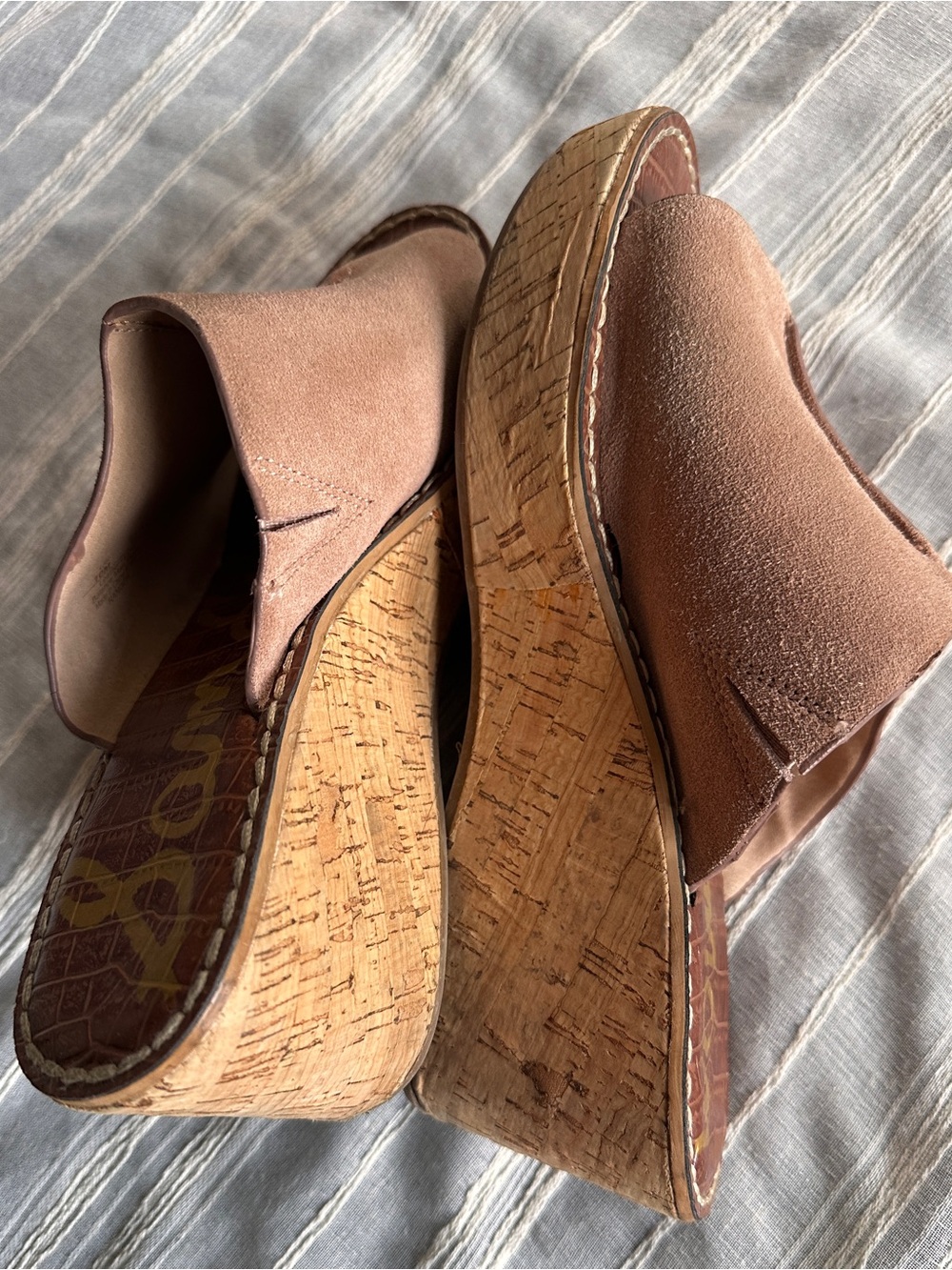 Sam Edelman Ranger Beige Suede Wedge Mules | 10
